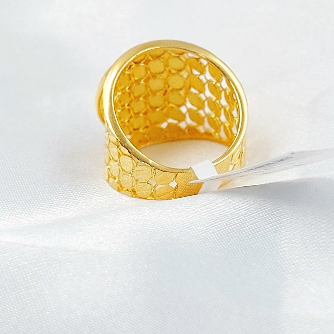 Zircon Studded Rashadi Ring Made of 21K Gold by Saeed Jewelry 