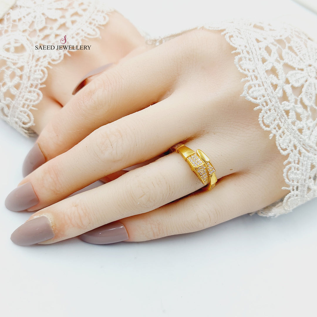 Zircon Studded Snake Ring Made of 21K Gold by Saeed Jewelry 
