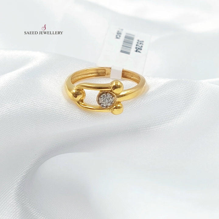 Zircon Studded Deluxe Ring Made of 21K Gold by Saeed Jewelry 