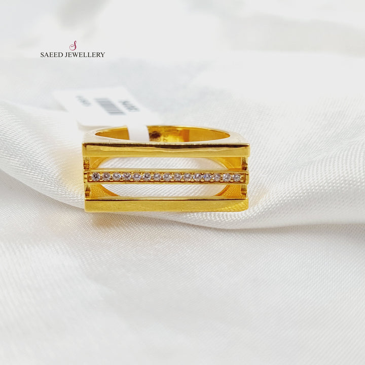 Zircon Studded Turkish Ring Made of 21K Gold by Saeed Jewelry 