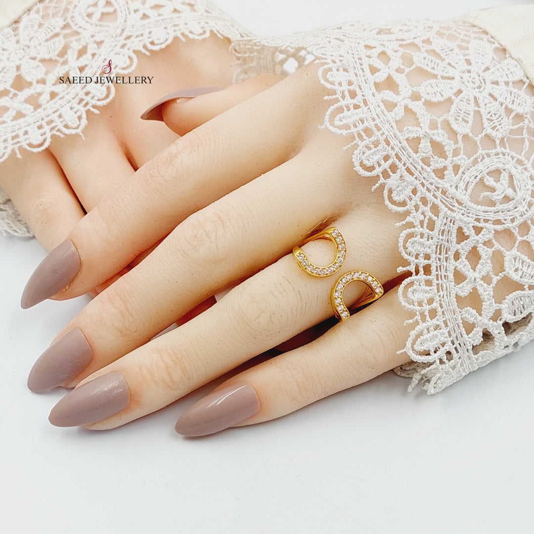 Zircon Studded Shoe Ring Made of 21K Gold by Saeed Jewelry 