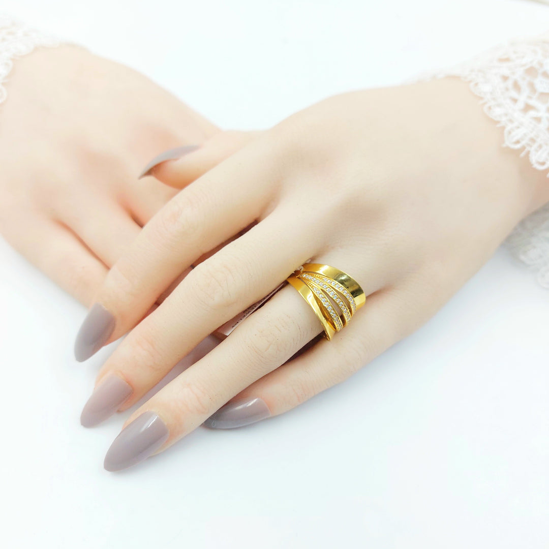 Zircon Studded Waves Ring Made of 21K Gold by Saeed Jewelry 