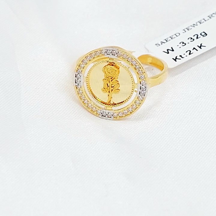 Zircon Studded Ounce Ring Made of 21K Gold by Saeed Jewelry 