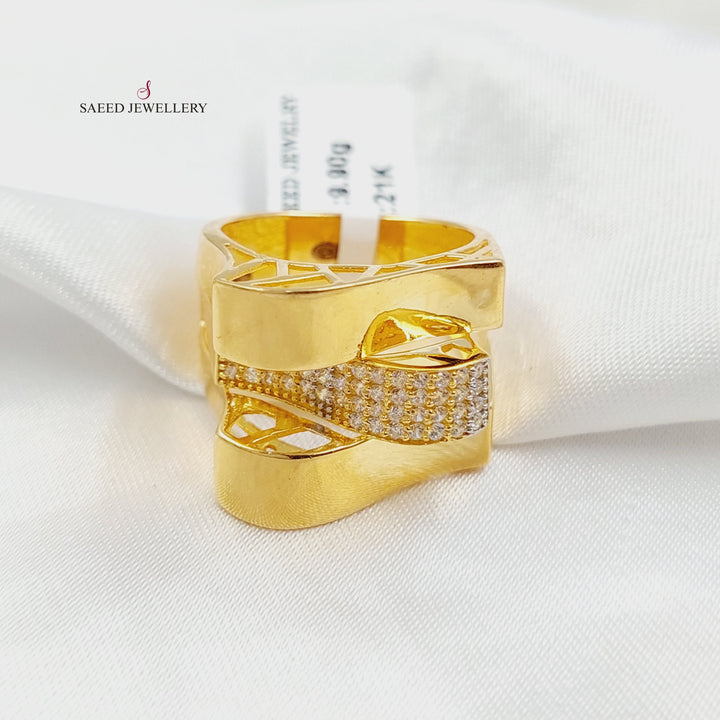 Zircon Studded Pyramid Ring Made of 21K Gold by Saeed Jewelry 