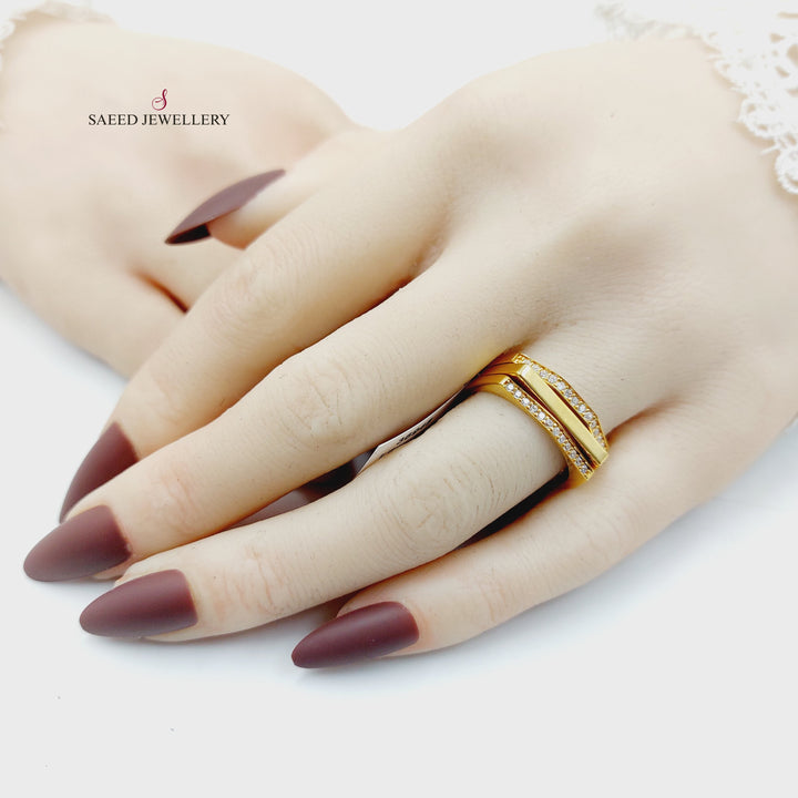Zircon Studded Deluxe Ring Made of 21K Gold by Saeed Jewelry 