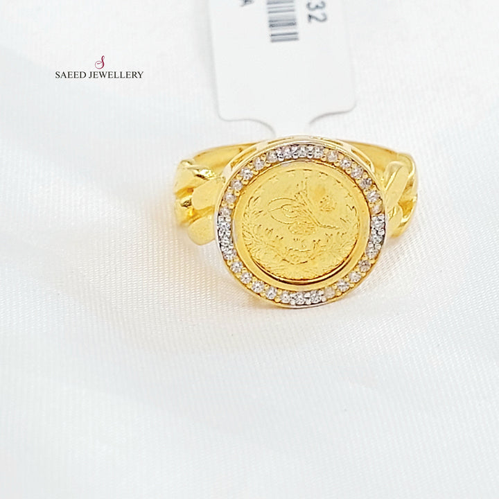 Zircon Studded Rashadi Ring Made of 21K Gold by Saeed Jewelry 