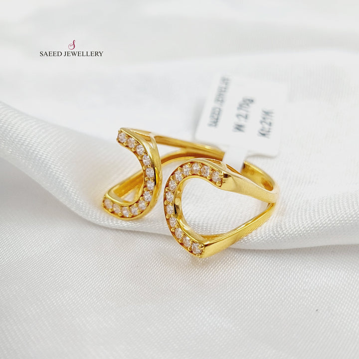 Zircon Studded Shoe Ring Made of 21K Gold by Saeed Jewelry 