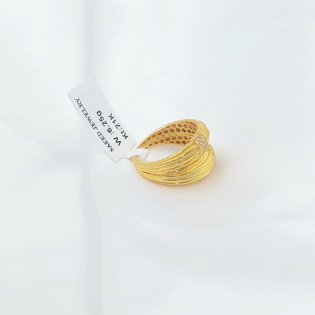Zircon Studded Waves Ring Made of 21K Gold by Saeed Jewelry 
