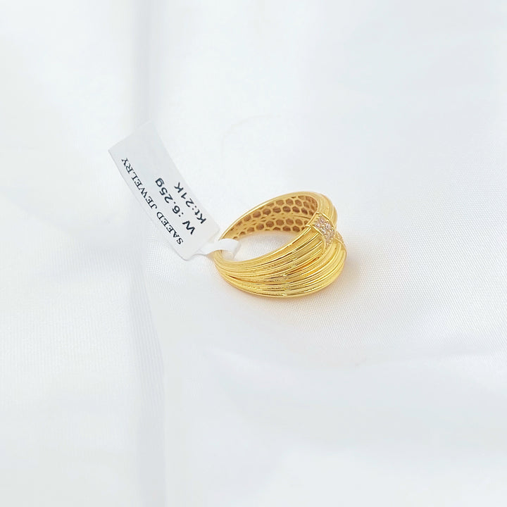 Zircon Studded Waves Ring Made of 21K Gold by Saeed Jewelry 