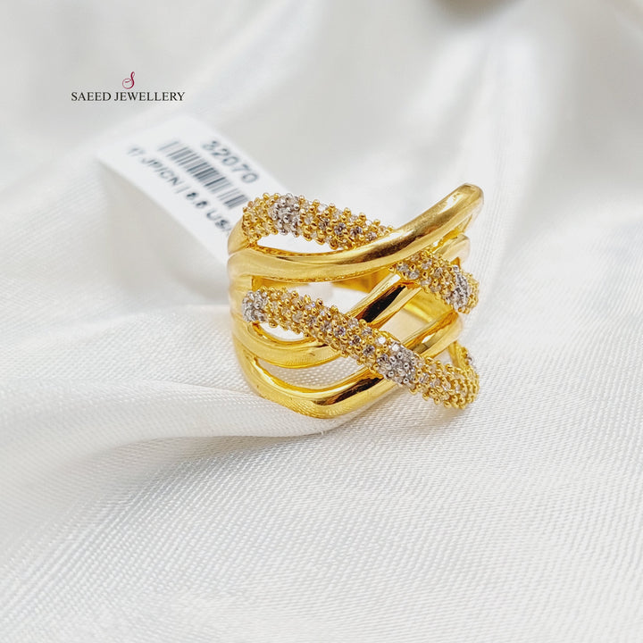 21K Gold Zircon Studded Deluxe Ring by Saeed Jewelry - Image 3