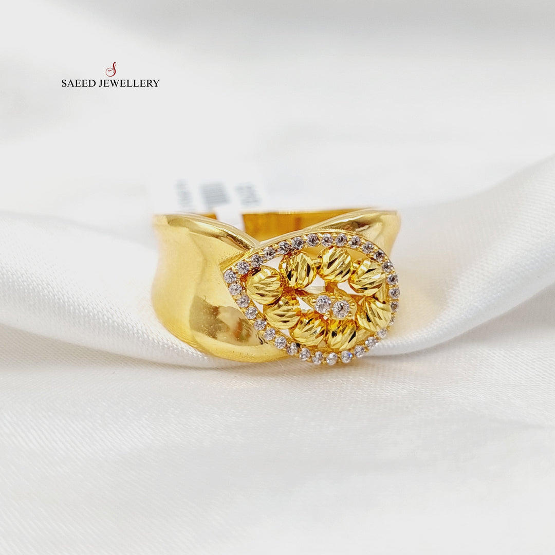 21K Gold Zircon Studded Balls Ring by Saeed Jewelry - Image 1