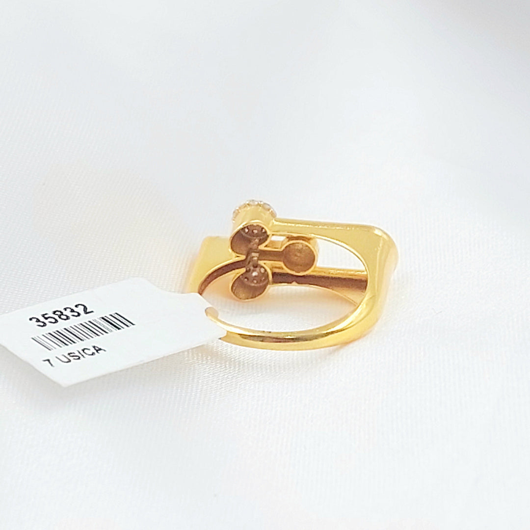 Zircon Studded Paperclip Ring Made of 21K Gold by Saeed Jewelry 
