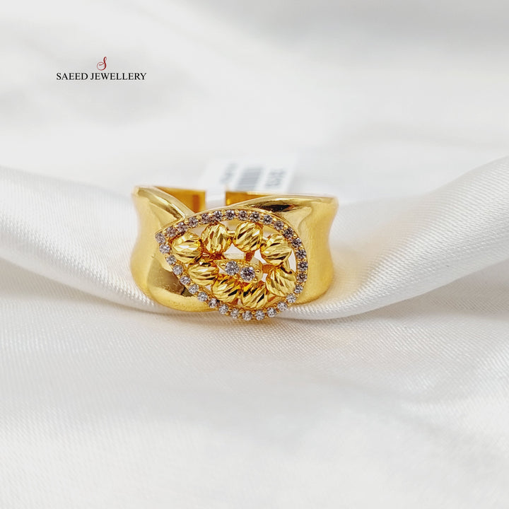 21K Gold Zircon Studded Balls Ring by Saeed Jewelry - Image 2