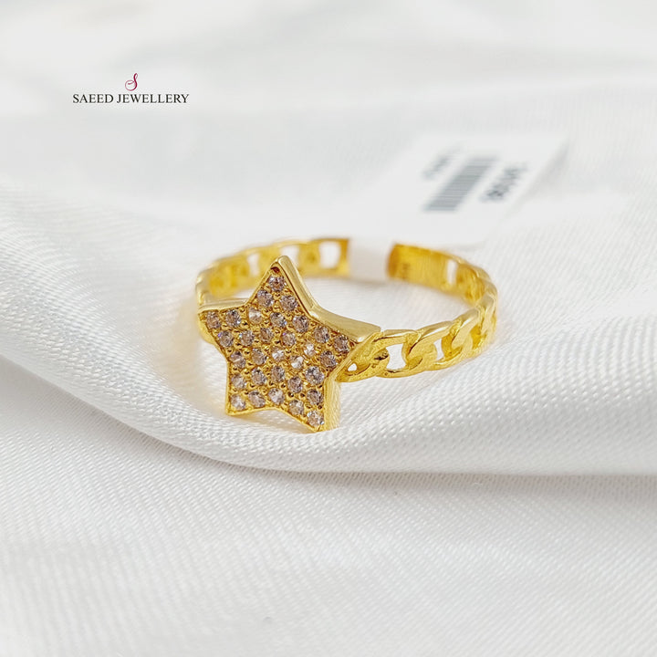 Zircon Studded Star Ring Made of 21K Gold by Saeed Jewelry 