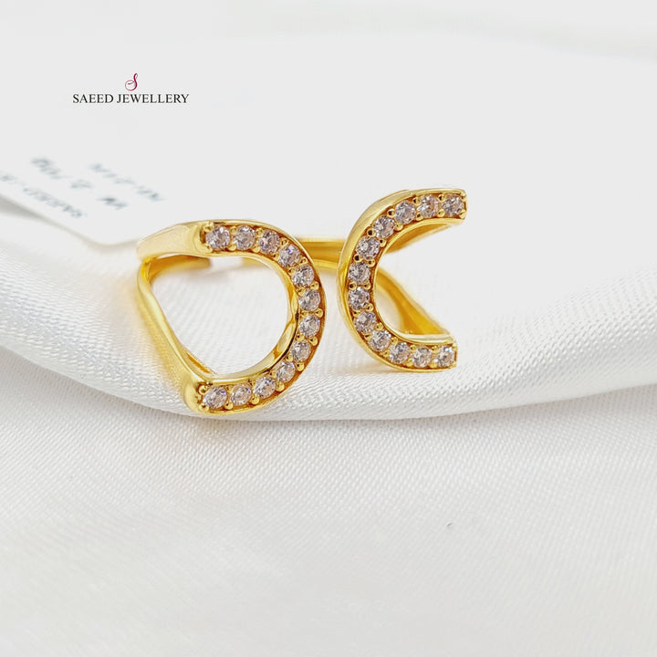 Zircon Studded Shoe Ring Made of 21K Gold by Saeed Jewelry 