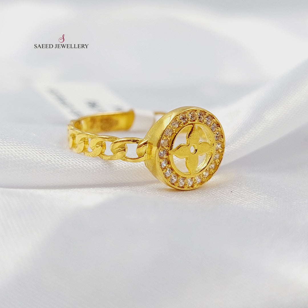 Zircon Studded Rose Ring Made of 21K Gold by Saeed Jewelry 