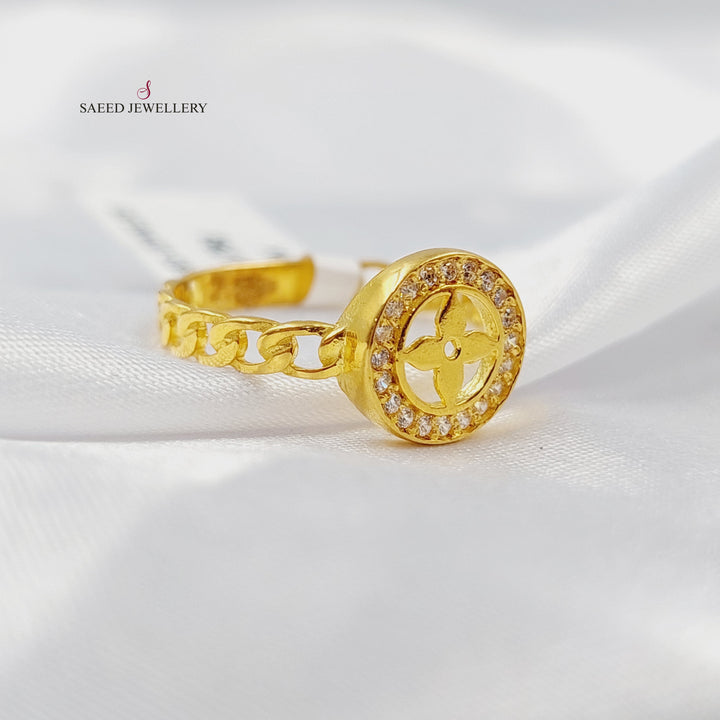 Zircon Studded Rose Ring Made of 21K Gold by Saeed Jewelry 