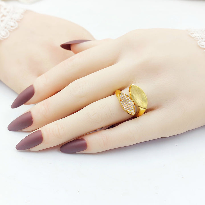 Zircon Studded Tears Ring Made of 21K Gold by Saeed Jewelry 