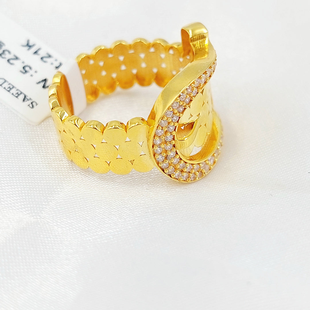 Zircon Studded Belt Ring Made of 21K Gold by Saeed Jewelry 