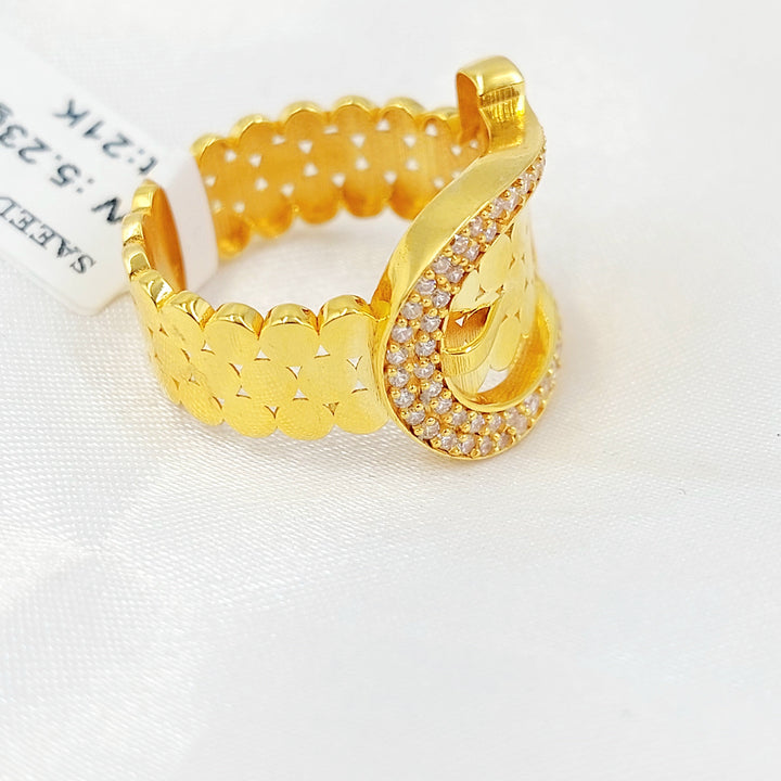 Zircon Studded Belt Ring Made of 21K Gold by Saeed Jewelry 