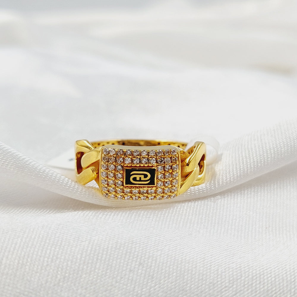 21K خاتم جنزير مرصع-مجوهرات الشيخ سعيد-Saeed Jewelry 