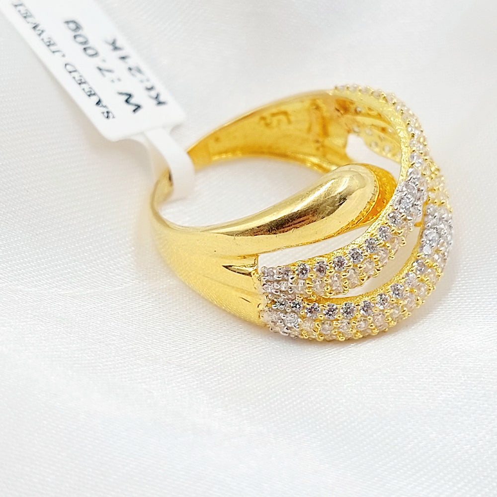 21K خاتم اكسترا مرصع-مجوهرات الشيخ سعيد-Saeed Jewelry 