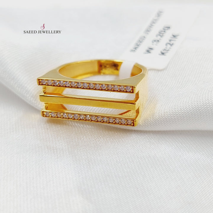 Zircon Studded Turkish Ring Made of 21K Gold by Saeed Jewelry 