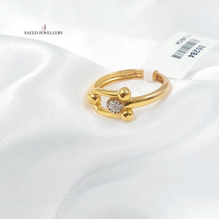 Zircon Studded Deluxe Ring Made of 21K Gold by Saeed Jewelry 