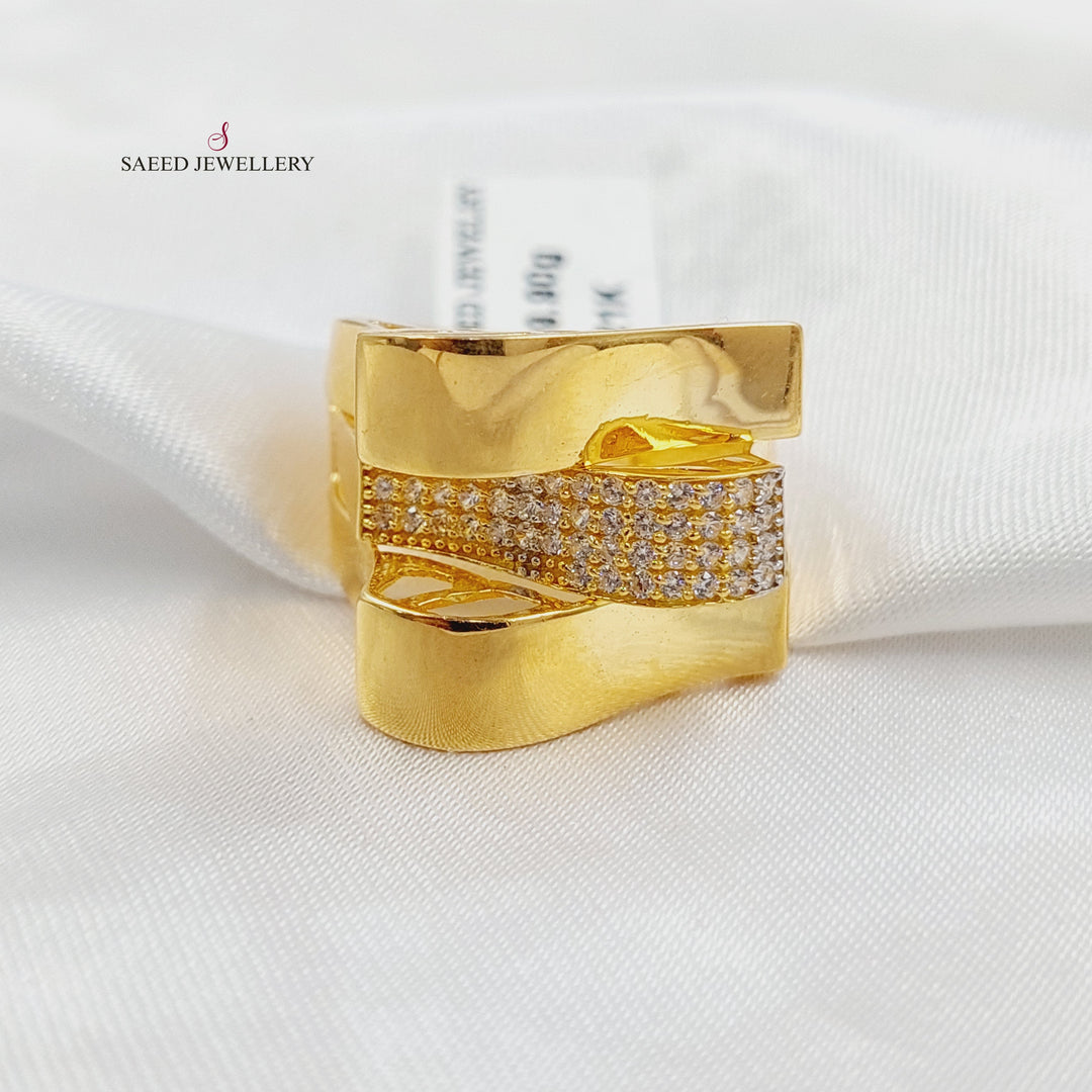 Zircon Studded Pyramid Ring Made of 21K Gold by Saeed Jewelry 