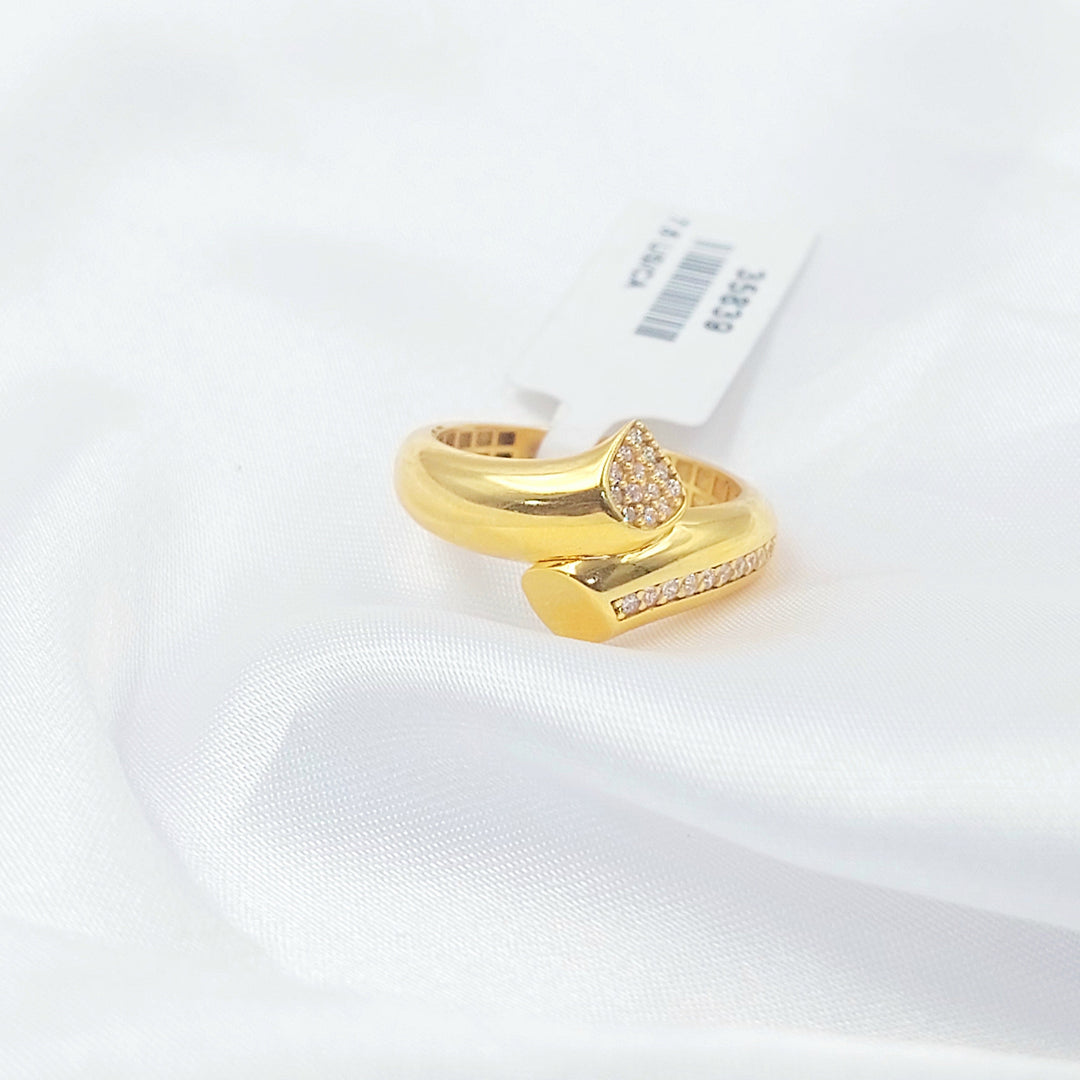Zircon Studded Deluxe Ring Made of 21K Gold by Saeed Jewelry 