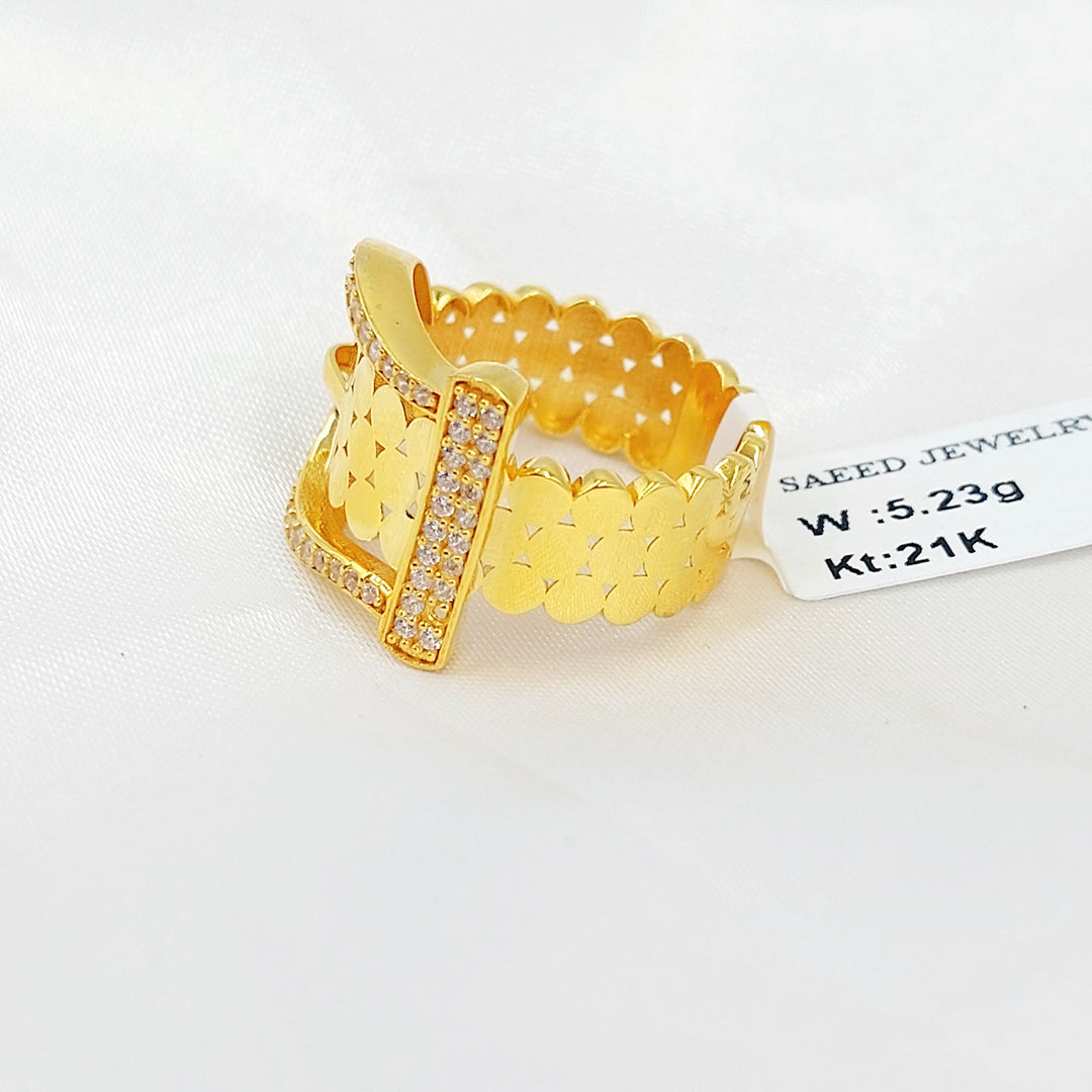 Zircon Studded Belt Ring Made of 21K Gold by Saeed Jewelry 