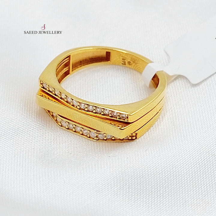 Zircon Studded Deluxe Ring Made of 21K Gold by Saeed Jewelry 