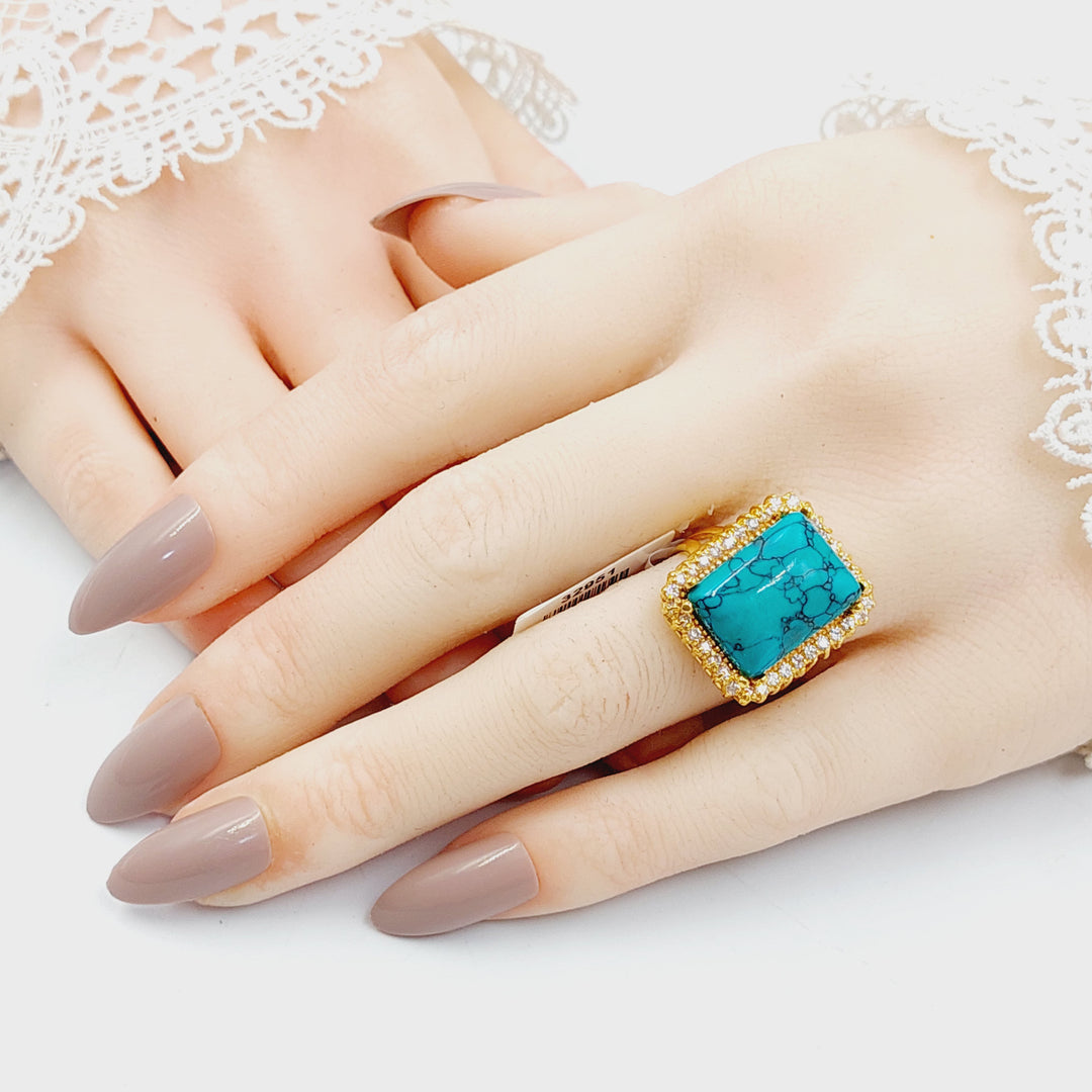 21K Gold Zircon Studded Deluxe Ring by Saeed Jewelry - Image 4