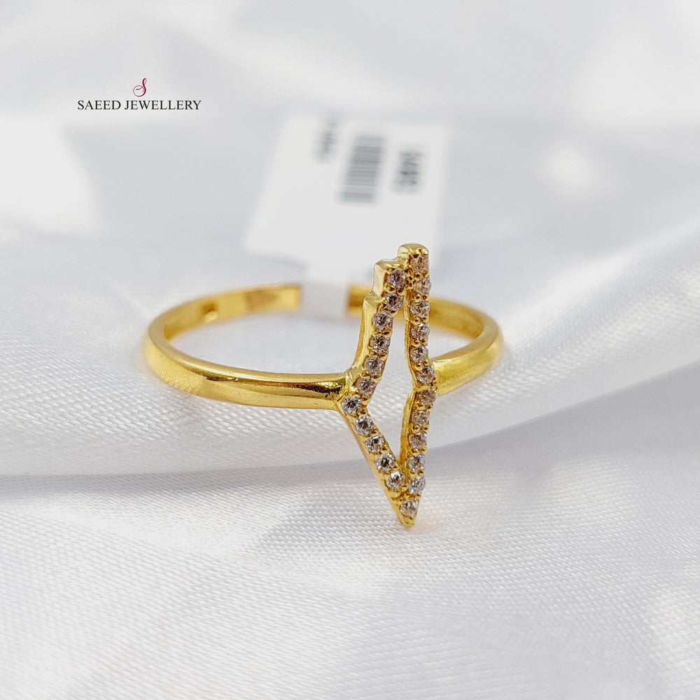 Zircon Studded Palestine Ring Made of 21K Gold by Saeed Jewelry 