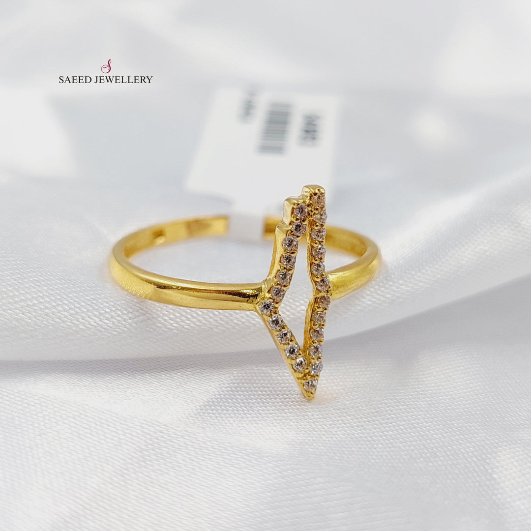 Zircon Studded Palestine Ring Made of 21K Gold by Saeed Jewelry 