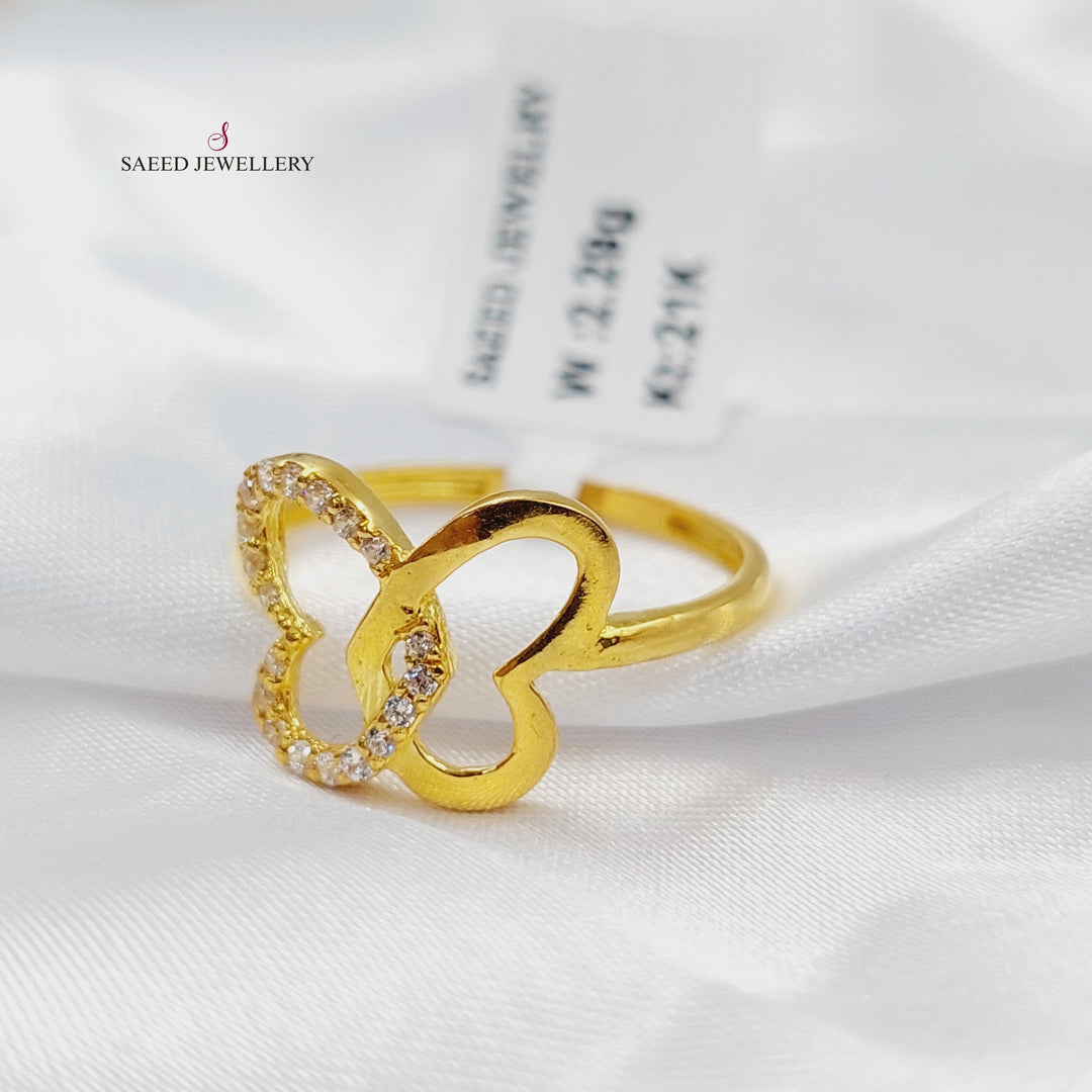 Zircon Studded Butterfly Ring Made of 21K Gold by Saeed Jewelry 