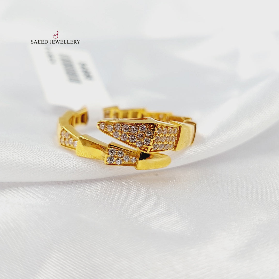 Zircon Studded Snake Ring Made of 21K Gold by Saeed Jewelry 