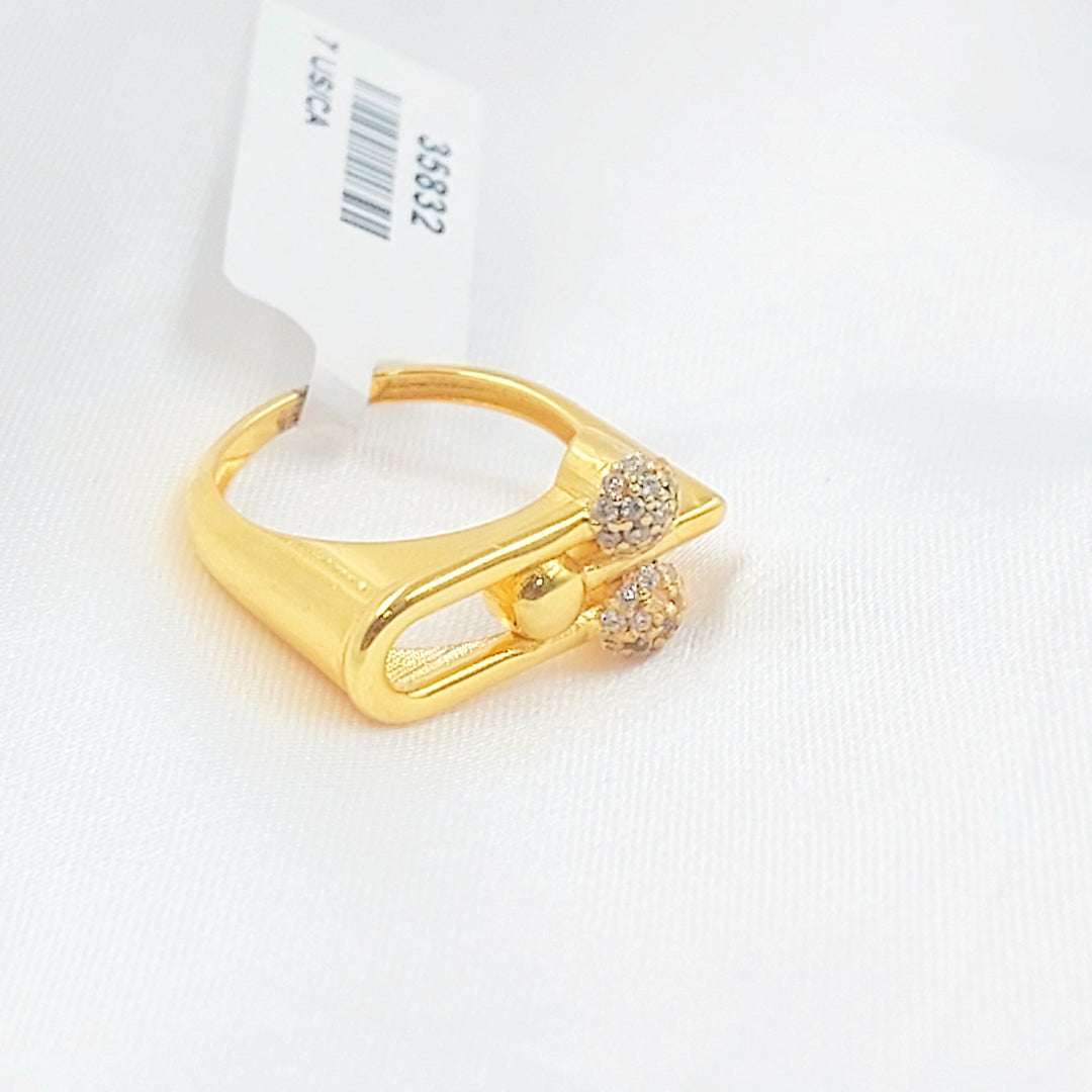 Zircon Studded Paperclip Ring Made of 21K Gold by Saeed Jewelry 