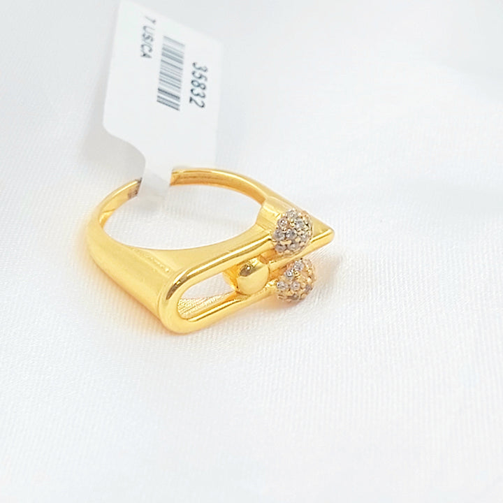 Zircon Studded Paperclip Ring Made of 21K Gold by Saeed Jewelry 