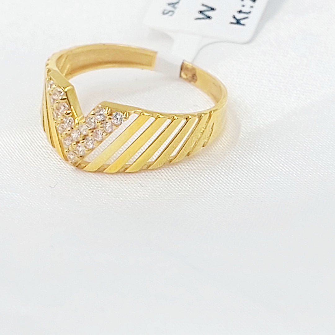 Zircon Studded Triangles Ring Made of 21K Gold by Saeed Jewelry 