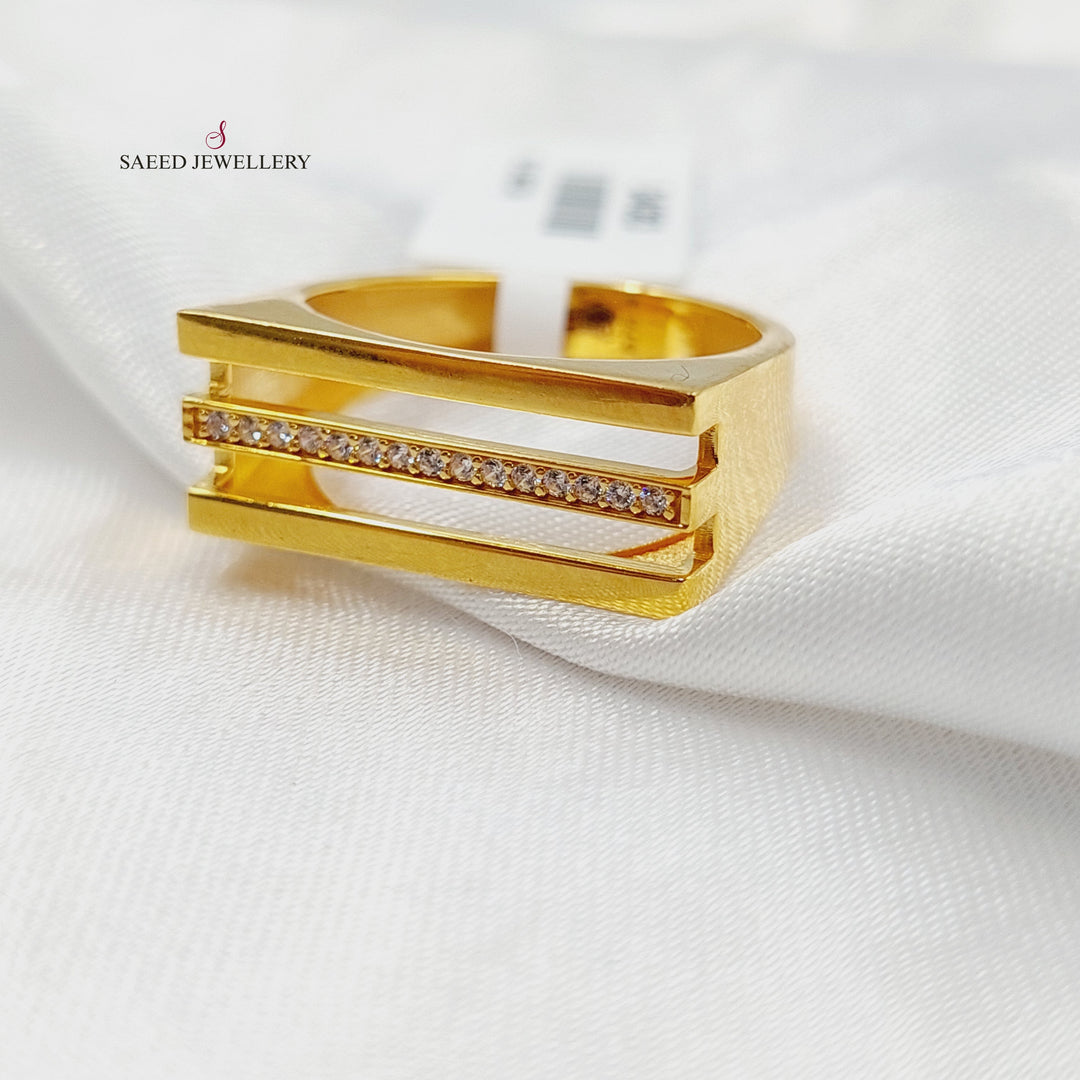 Zircon Studded Turkish Ring Made of 21K Gold by Saeed Jewelry 