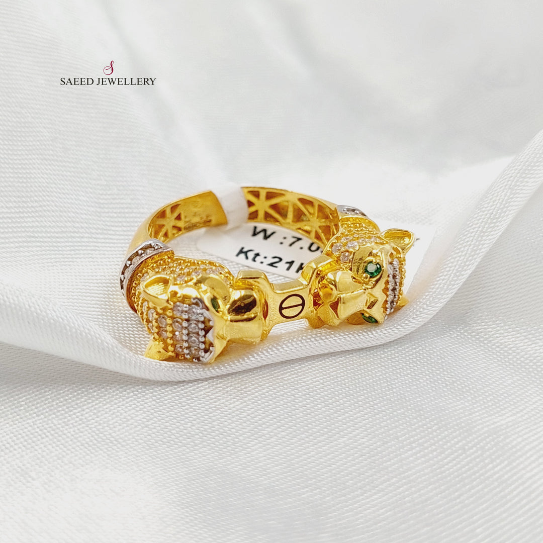 Zircon Studded Tiger Ring Made of 21K Gold by Saeed Jewelry 