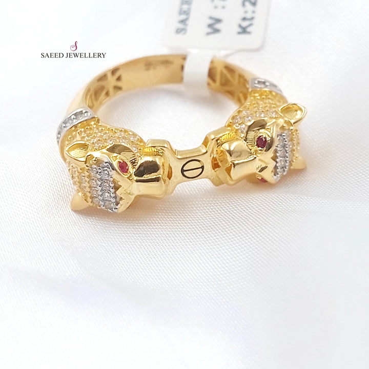 Zircon Studded Tiger Ring Made of 21K Gold by Saeed Jewelry 