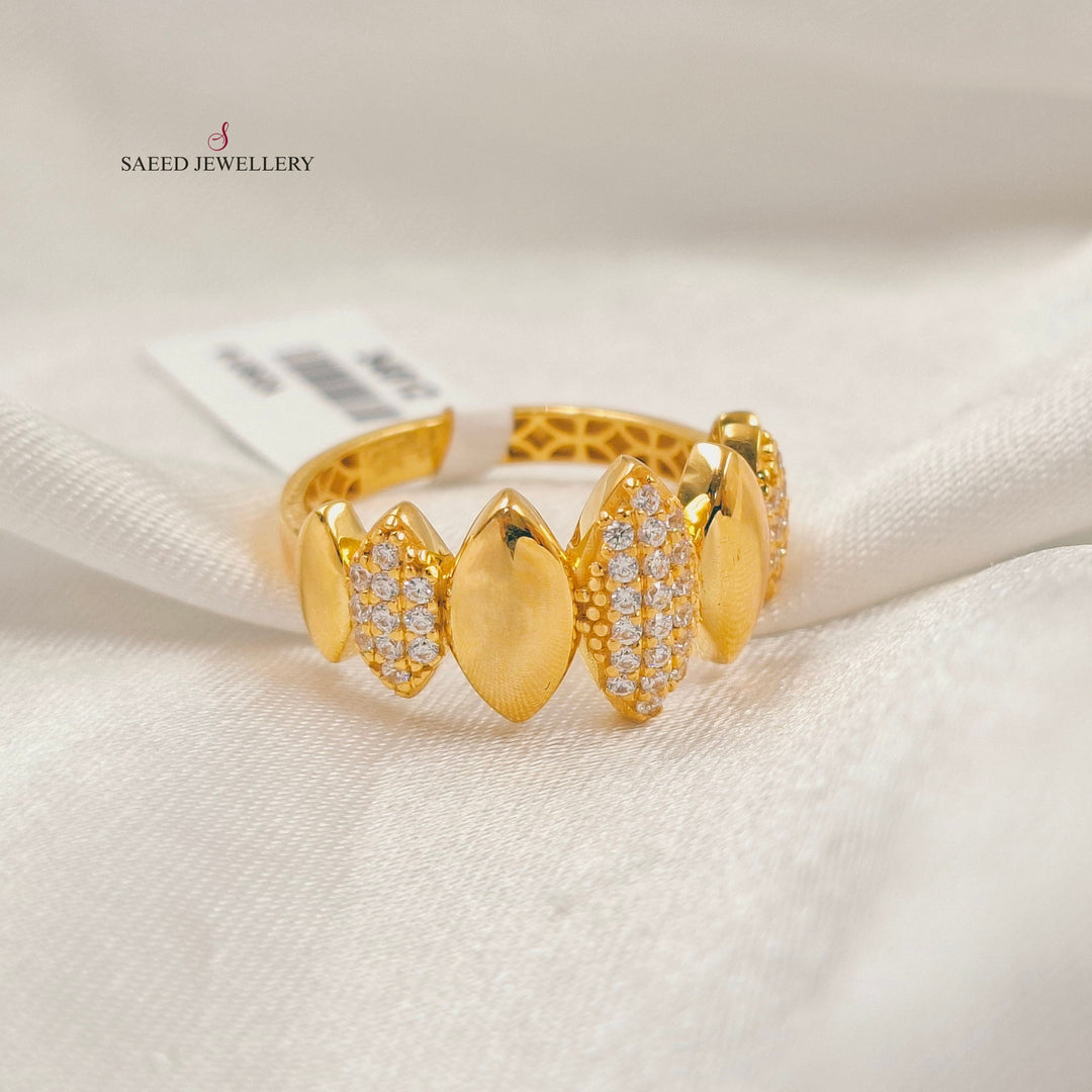 Zircon Studded Deluxe Ring Made of 21K Gold by Saeed Jewelry 