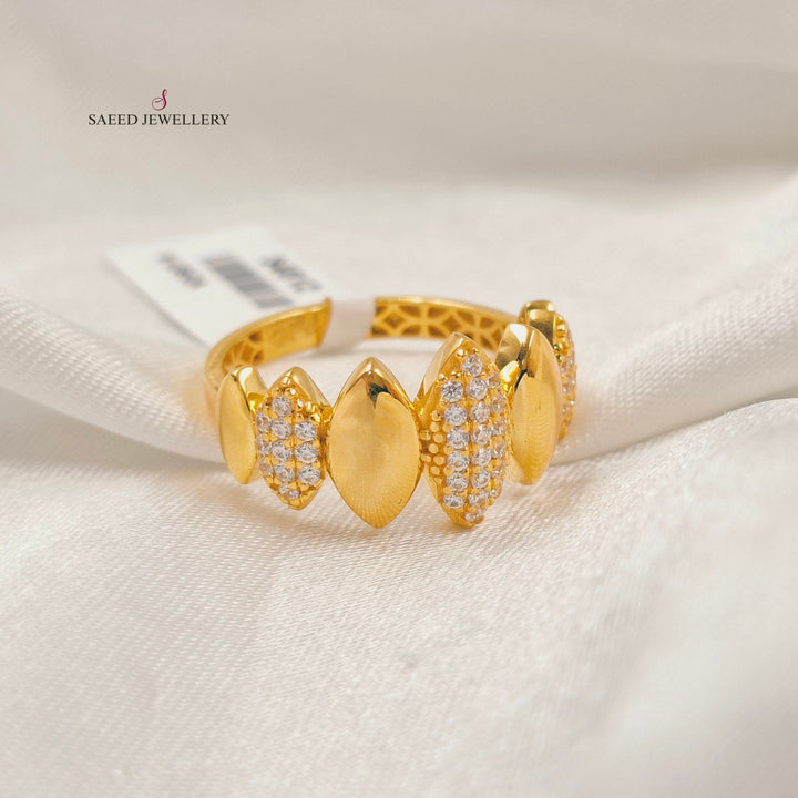Zircon Studded Deluxe Ring Made of 21K Gold by Saeed Jewelry 