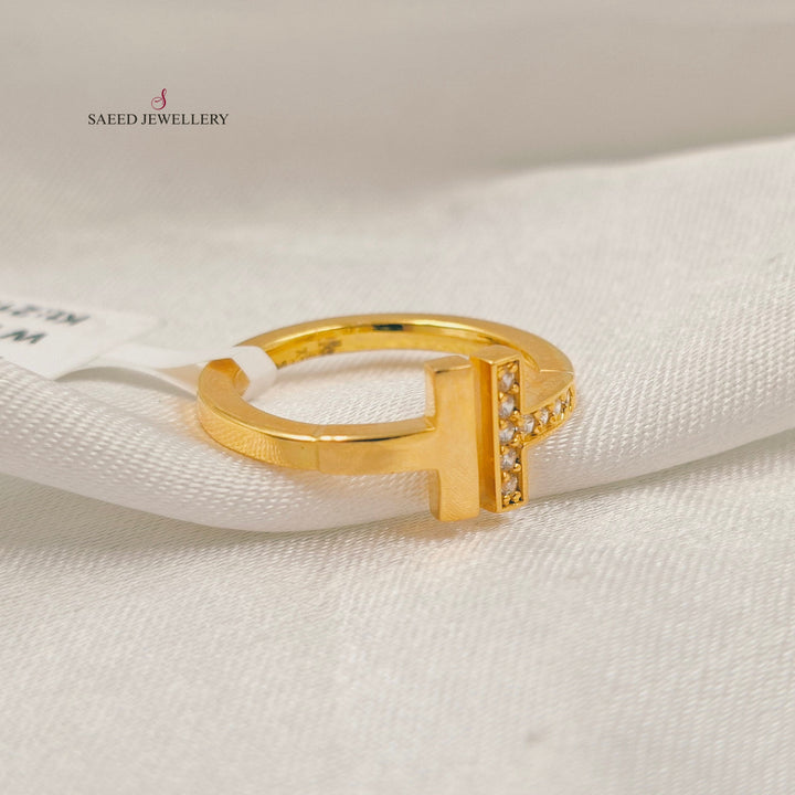 Zircon Studded Deluxe Ring Made of 21K Gold by Saeed Jewelry 