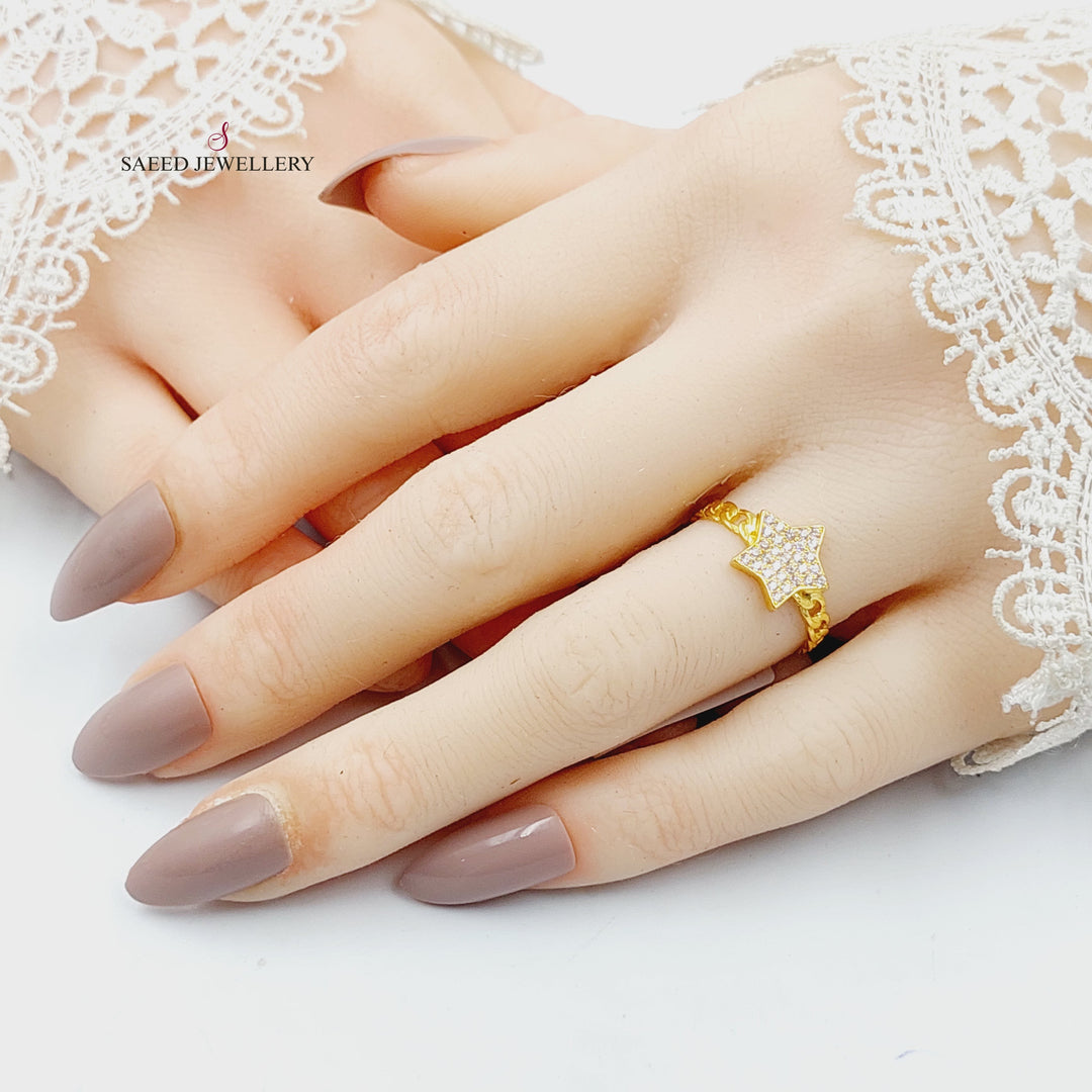 Zircon Studded Star Ring Made of 21K Gold by Saeed Jewelry 