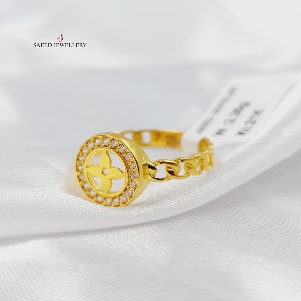 Zircon Studded Rose Ring Made of 21K Gold by Saeed Jewelry 