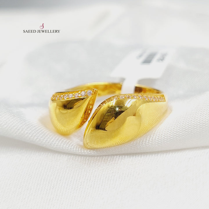 21K Gold Zircon Studded Tears Ring by Saeed Jewelry - Image 3