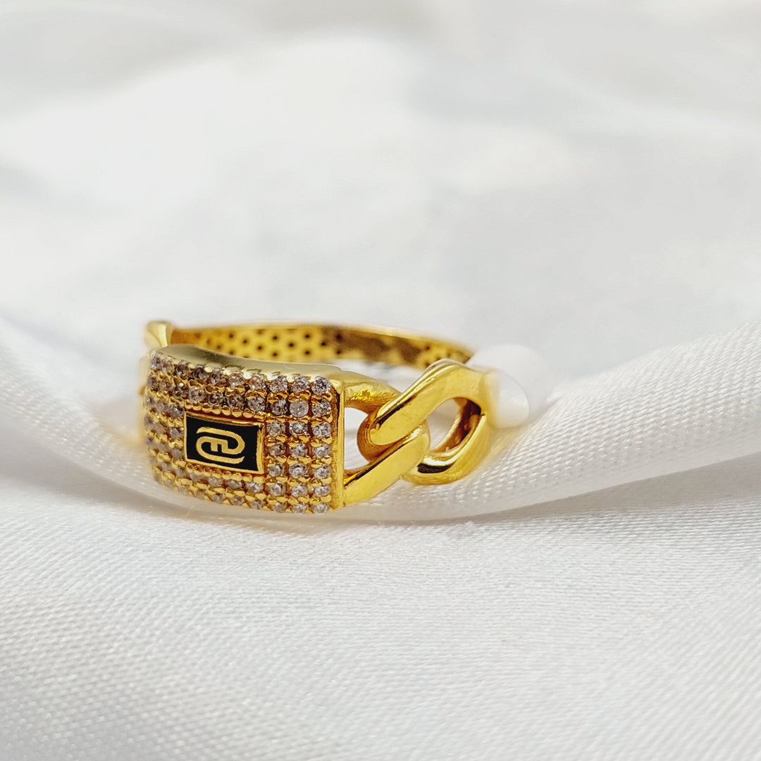 21K خاتم جنزير مرصع-مجوهرات الشيخ سعيد-Saeed Jewelry 